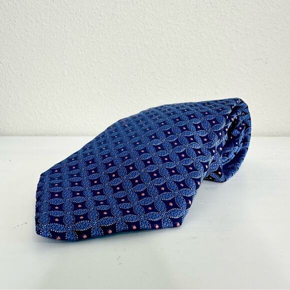 Hart Schaffner Marx Blue Patterned Men's Silk Tie - Picture 2 of 4